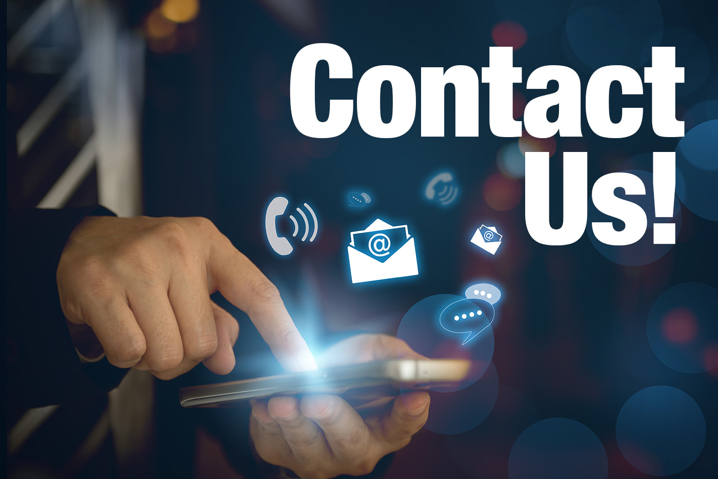 Contact,Us,,Hand,Of,A,Businessman,Holding,A,Mobile,Smartphone